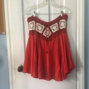Red midi skirt boho style